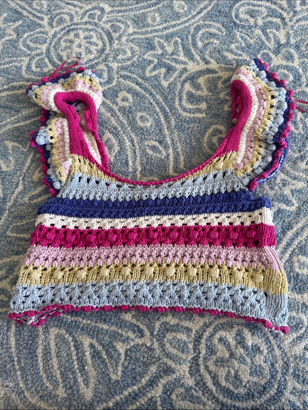 Zara Crochet Crop Top in Multicolor Stripes